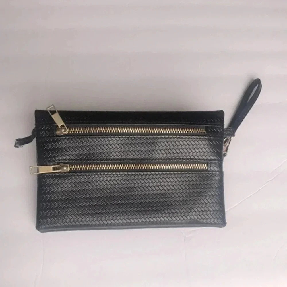Black occasion clutch wristlet handbag wallet purse casual classic
